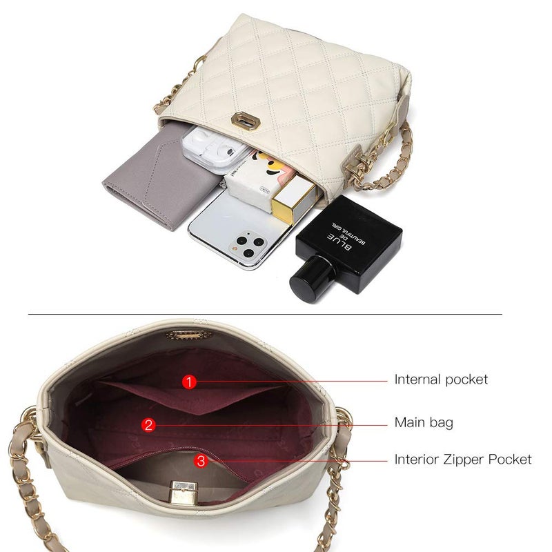 Sivim Small Crossbody Bags for Women Purses Fashion Leather Lightweight Handbags Shoulder Bag(Beige) - Image 3